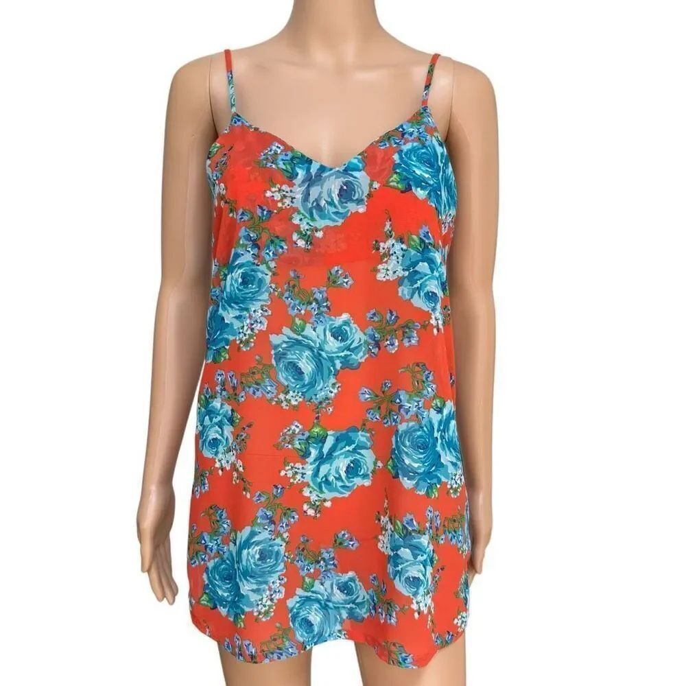Show Me Your Mumu rose print semi sheer tunic cami size S